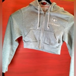Just Strong grey cropped hoodie xxs